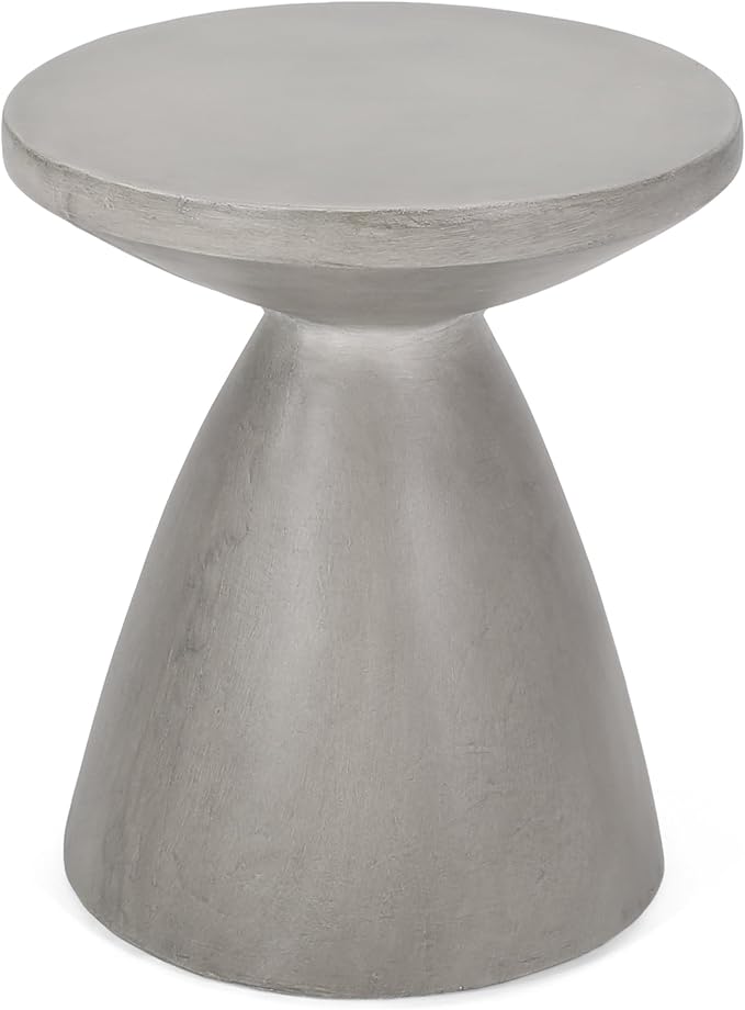 Patio Side Table, Lightweight Concrete, Light Grey
