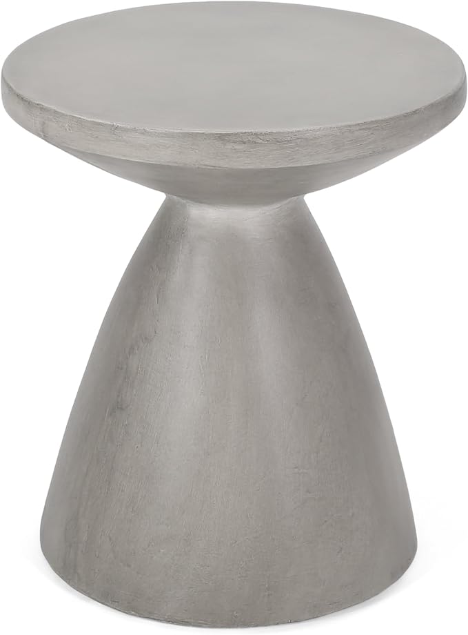 Outdoor Concrete Side Table, Light Grey