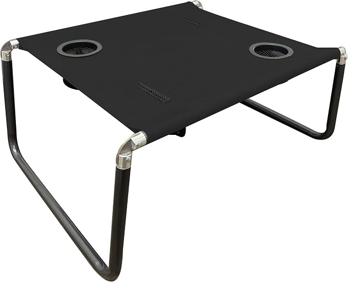 Neso Beach Table - Lightweight, Portable and Foldable Table for Beach, Camping and Outdoor Adventures - Stable Surface - with Cup Holder for Drinks and Phone Pockets - Black