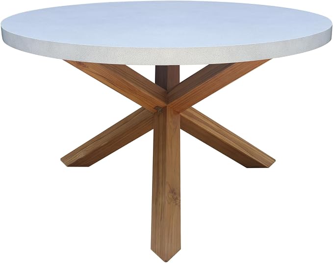 IC INTERNATIONAL CONCEPTS Outdoor Teak Wood Patio Dining Table with Polystone Top - Natural