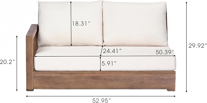 Christopher Knight Home 2 Piece Outdoor Patio Furniture Set Acacia Wood Sofa with Thick Cushions and Slatted Coffee Table, Modular Floor Seating Conversation Set, Natural Wood Finish
