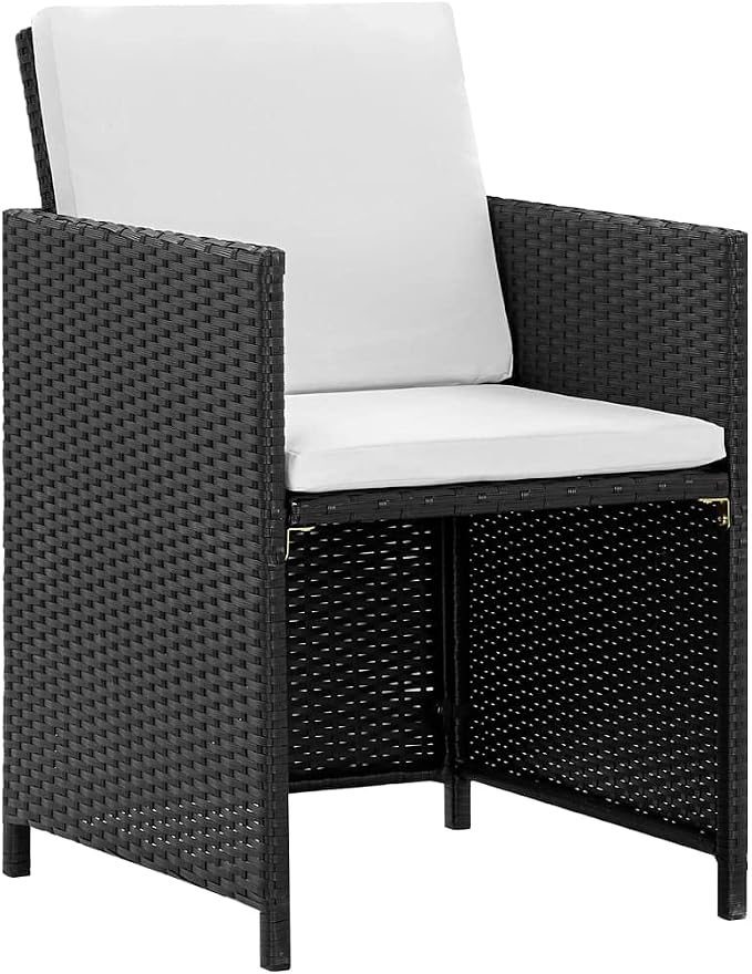 13 Piece Poly Rattan Patio Dining Set with Cushions, 1 Table 8 Chairs 4 Stools, Black Powder-Coated Steel Frame, Glass Top, Water-Repellent Cushions for Outdoor Garden