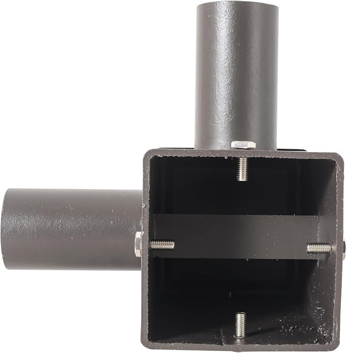 90 Degree Square Horizontal Tenon Adaptor with 2 Arms, Dark Bronze Heavy Duty Steel 4" Square Pole to Tenon, Top Tenon for 2 3/8" Slip Fitter Mount Led Shoebox Light 2 Fixture