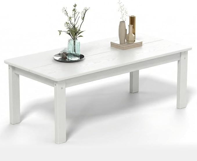 nevilywood Adirondack Coffee Table, White, 47.3" x 22.7" x 17"