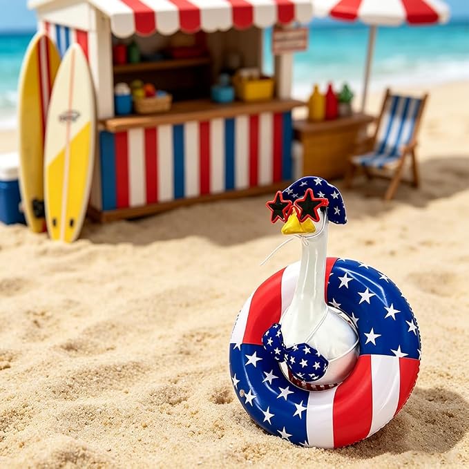 STONESTAR 4th of July Patriotic Porch Goose Outfits, Summer Bikini Lawn Goose Clothes Fits Large 23" H Goose Statue Costume for Independence Day & Memorial Day Outdoor Garden Yard Patio Decor