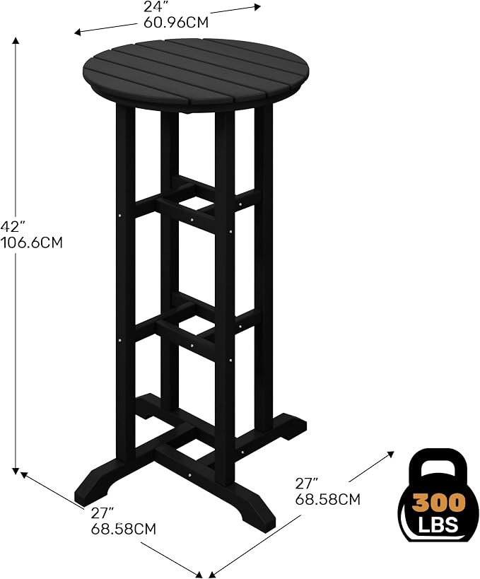 Costaelm Outdoor Bar Table, 42" Counter Height Round Patio Cocktail Bar Table, Patio Bar Table Bistro Dining Table Pub Table for Front Porch Deck, Backyard, Garden, Black