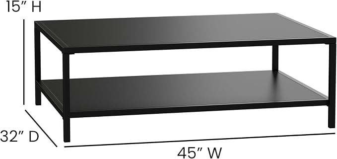 Merrick Lane Lanier Metal Patio Coffee Table - Black - Indoor/Outdoor