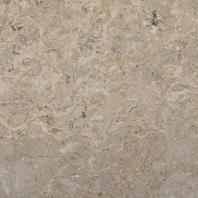 Gray Marble Table Top 23.6 Inch Round Polished Natural Stone Surface for Indoor Outdoor Patio Dining Coffee Table