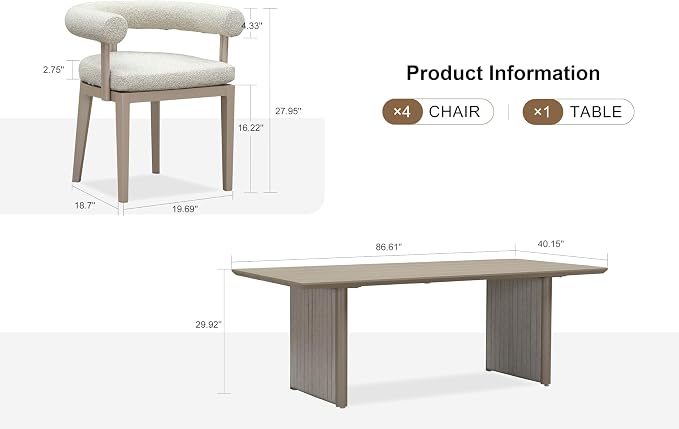PURPLE LEAF 5 Pieces Italian Patio Dining Set with Cushion, Seamless Table | Wraparound Backrests, Textured Olefin Fabric, Cushioned Armrest, Aluminum, Hand-Braided Rope Table Base, Earth-Tone Palette