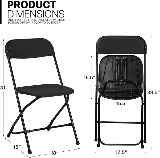 Magshion Portable Table Chair Set, 6Ft Plastic Dining Tables Fold in Half Indoor Outdoor Desk and Portable Stackable Commercial Seat Chair 10pcs for Events Wedding Party