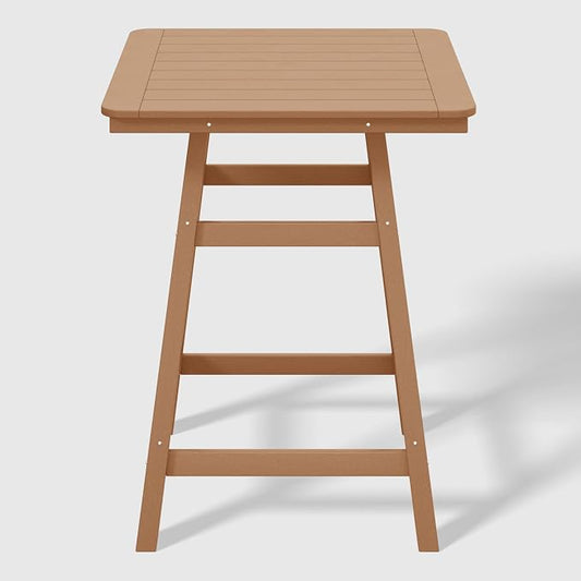 WestinTrends Malibu Square Outdoor Patio Counter High Bistro Bar Table with Umbrella Hole 37" Tall, Teak