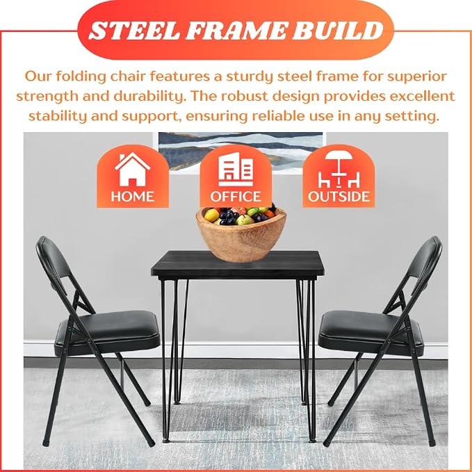 Combo 8FT Folding Table with 2-Pack Folding Chairs Indoor Outdoor Heavy Duty Portable Folding Plastic Dining Table w/Handle, Lock for Picnic, Party, Camping - White (8ft)