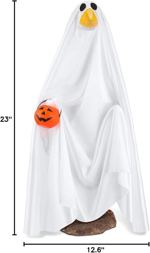 Halloween Goose Outfit Summer Halloween Ghost Porch Outfits Yard Clothes Silly Lawn Shirt for 23'' Cement Plastic Duck Decorations