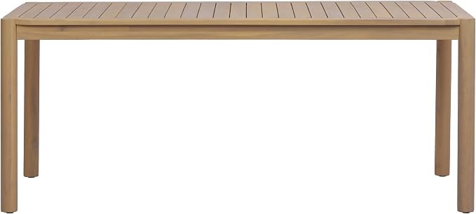 Christopher Knight Home Levi Acacia Wood Dining Table Set for 6, Solid Wood Outdoor Dining Set for 6, 7 Piece Patio Dining Table and Chair Set with Wicker Seat & Back, Light Gray + Light Teak
