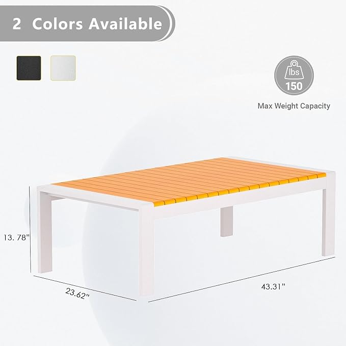 Aluminum Outdoor Patio Coffee Table for Deck and Poolside