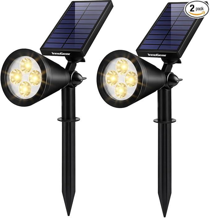 InnoGear Solar Lights Outdoor Waterproof Solar Garden Light for Outside Yard Landscape Lighting Pathway Spot Lights Spotlight Wall Light Auto On/Off, Warm White