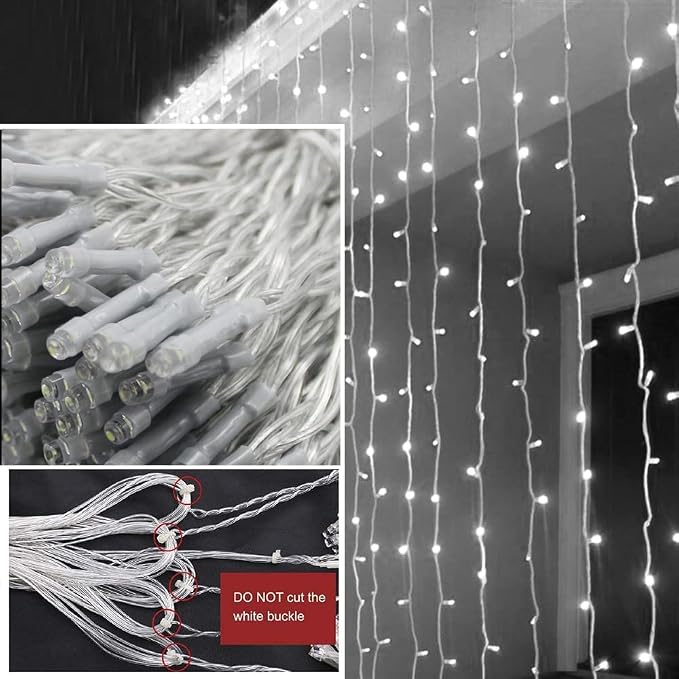Solhice LED Curtain Lights Outdoor 30ft x10ft Cool White, 720 LED Plug in Hanging Christmas String Lights Indoor, Twinkle Light Backdrop for Outside Backyard Wedding Bedroom Decor (Not Connectable)