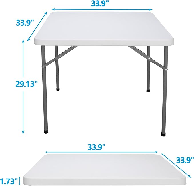 JupiterForce 3ft Folding Card Table, Indoor Outdoor Portable Plastic Picnic Table, Heavy Duty Party Camping Dining Table, White