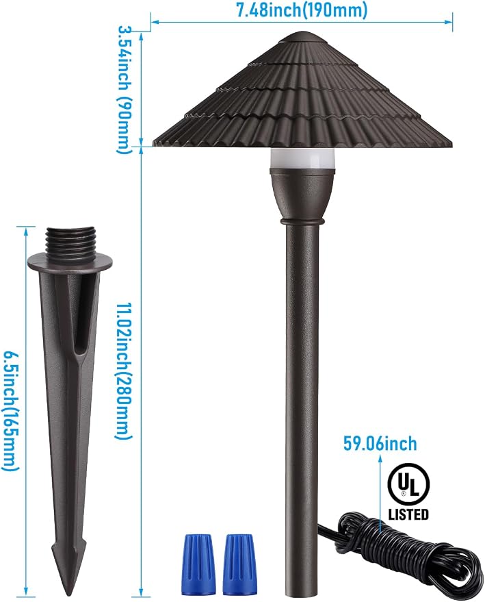 LEONLITE 12-Pack LED Low Voltage Landscape Path Lights, 12-24V AC/DC, 5000K | 3W 120LM, CRI90, ETL Listed, Cast Aluminum, Wet Location, Daylight, Wired Pathway Lights, for Yard Lawn