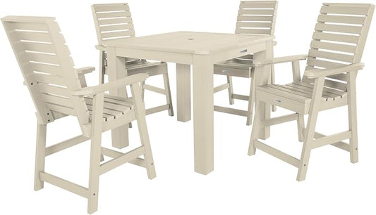 highwood 5-Piece Weatherly Square Counter Height Dining Set, 42 by 42-Inch, Whitewash (AD-CNW44-WAE)
