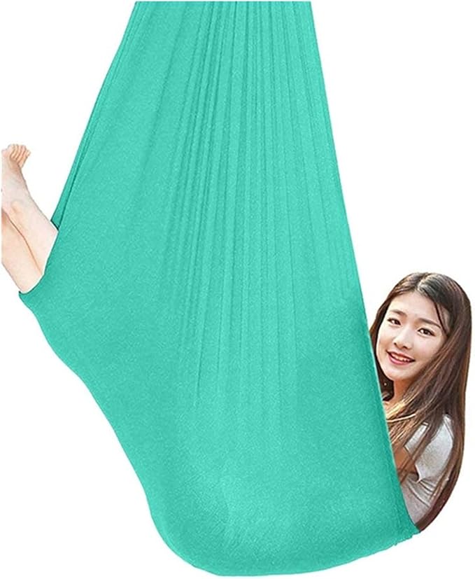 Physical Sensory Swing Chair for Bedroom，Breathable Snuggle Hammock Set Indoor Outdoor Kids Toys Play for Autism ADHD Vestibular System Exercise (Color : Lake Green, Size : 100x280cm/39x110in)