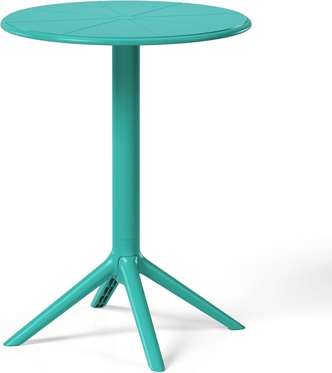 WestinTrends Playa 23.5" Outdoor Polypropylene Resin Round Patio Bistro Dining Table for 2, Turquoise