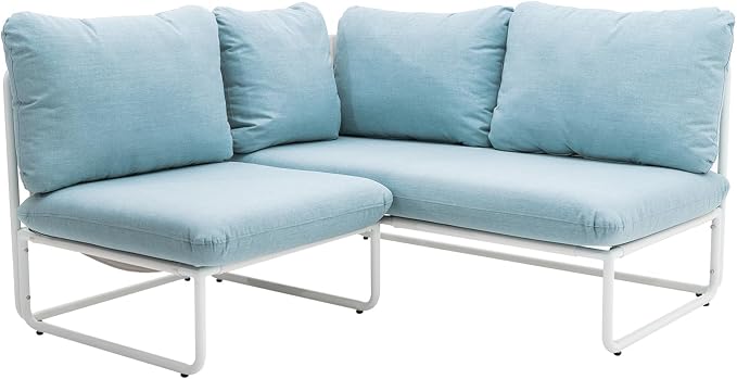 2 Pieces Outdoor Sectional Furniture Patio Sectional Sofa All Weather L-Shaped Conversation Set Aluminum Patio Furniture Set for Deck Garden Backyard