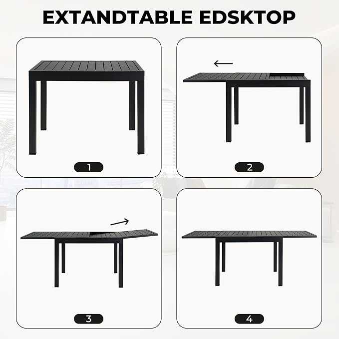 9-Piece Outdoor Dining Set with 360 Swivel Rope Wicker Chairs Expandable Rectangular Patio Furniture Sets for Backyard Porch Balcony Poolside Garden