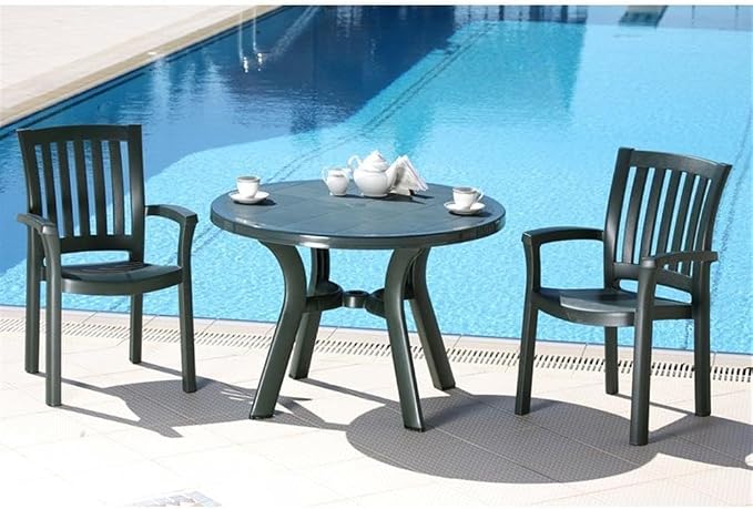 Compamia Truva 42" Round Resin Patio Dining Table in Green, Commercial Grade