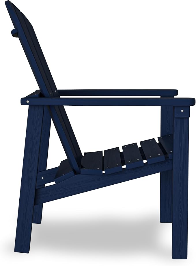 nevilywood Compact Stackable Adirondack Chairs Set of 4,HDPE,380lbs,Navy | 26.3" Wide HDPE.All-Weather Outdoor.Maintenance-Free.Stackable for Storage.25°Curved Straight Backrest.Quick Assembly