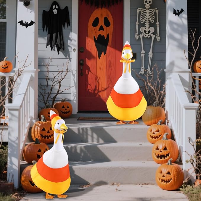 Vellibring Halloween Candy Corn Goose Outfit for 23" Porch Goose Cloths Costume Fall Autumn Halloween Outdoor Patio Yard Lawn Art Decoration