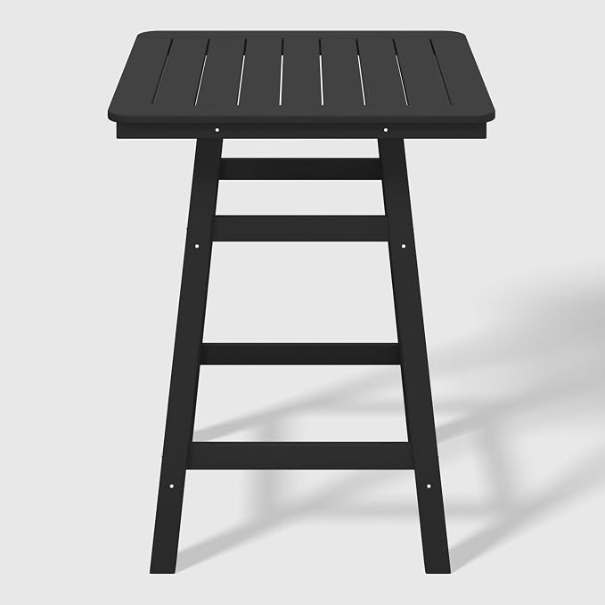 WestinTrends Malibu Square Outdoor Patio Counter High Bistro Bar Table with Umbrella Hole 37" Tall, Black