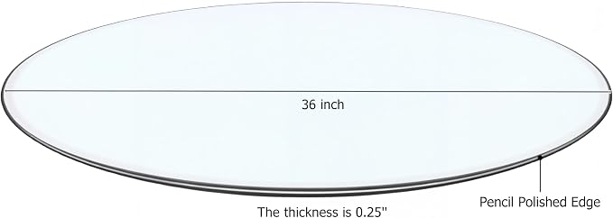 36" Tempered Glass Table Top Round Transparent Table Surface 1/4'' Thick Pencil Polished Edge Multipurpose for Dining, Coffee, Restaurant and End Table (36 inch)