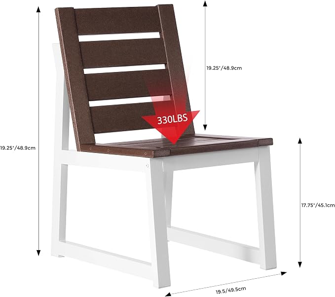 Costaelm Stinson Outdoor Patio HDPE Dining Side Chair, Dark Brown