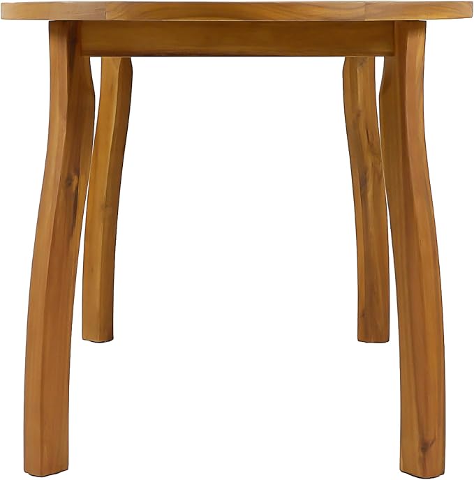 Christopher Knight Home Outdoor Dining Set with 70" Oval Acacia Wood Patio Table and 6 Rope Woven Dining Armchairs with Cushions, Teak Finish Outdoor Table and Chairs Set for Patio Deck Garden Dining