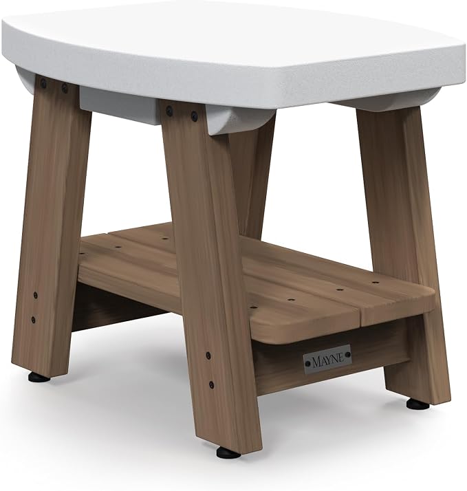 Mayne Mesa Weather Resistant 2-Tier End Table with Built-in UV Inhibitors, Easy Assemble Patio Furniture, Outdoor Furniture for Patio, Porch, Backyard