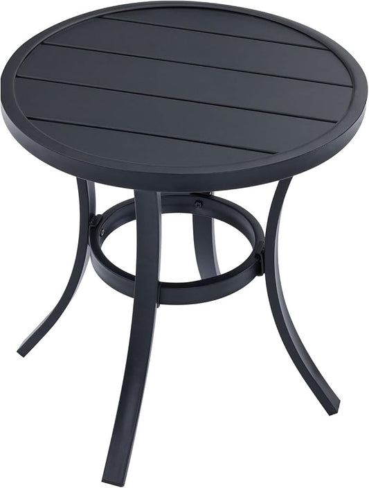 VICLLAX 18.5" Outdoor Side Table Small Patio End Table Round Bistro Coffee Table, Black