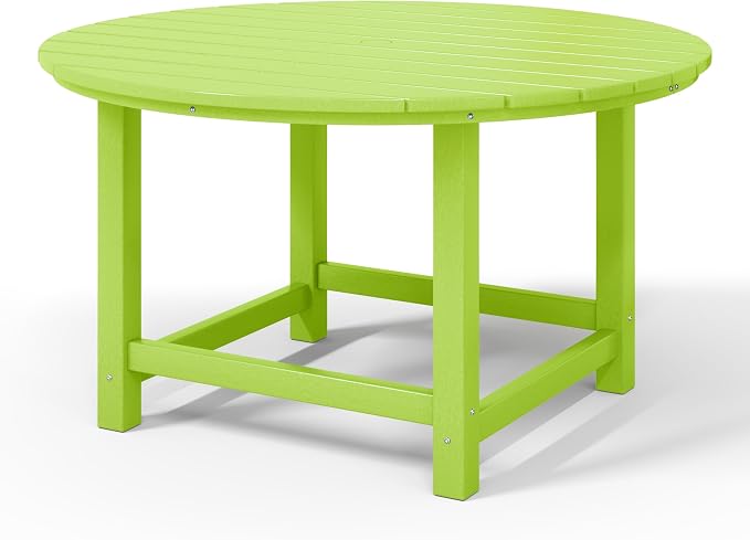 WestinTrends Malibu Kids Outdoor Patio Furniture HDPE 38" Wide Round Dining Table, Lime