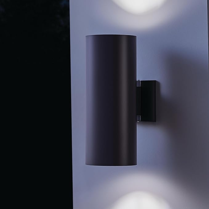 Kichler Cylinders 15" 2-Light Outdoor Cylinder Wall Sconce in Architectural Bronze, (15" H x 5.75 W), 9246AZ