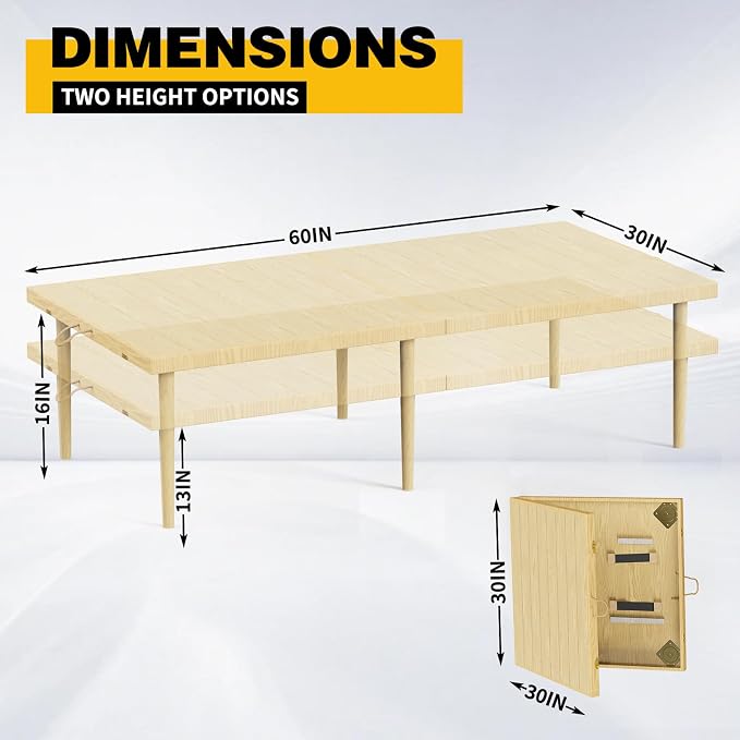 30x60 Inch Boho Low Picnic Wood Table - Foldable Design And And 2 Set Of Wood Table Leg For Sitting On The Floor Low Height Floor Picnic Table Encourage A Laid-back Vibe At Home Or In Nature