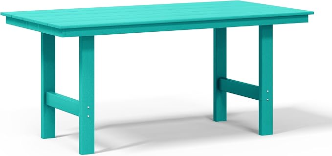 WestinTrends Ashore Outdoor Modern HDPE 66" Wide Rectangle Patio Dining Table for 6, Turquoise
