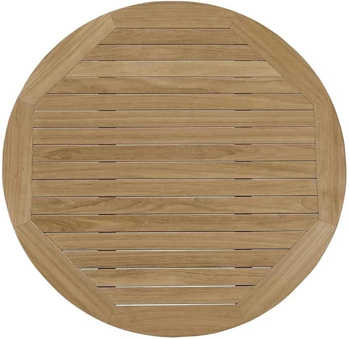 Modway Marina Premium Grade A Teak Wood Outdoor Patio Round Coffee Table in Natural