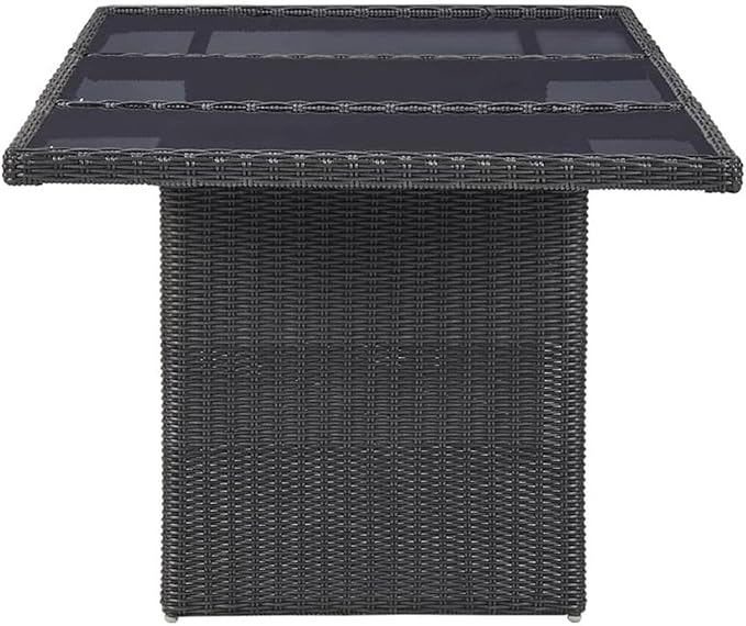 Afuera Living 7-Piece Outdoor Patio Dining Set, Black Weatherproof PE Rattan, Powder-Coated Steel Frame, Removable Washable Cushion Covers, Rectangular Table and 6 Chairs, Garden, Balcony, or