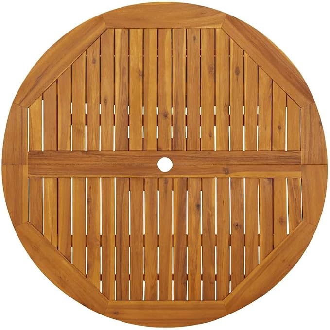 vidaXL Round Folding Garden/Patio Table - Weather-Resistant & Foldable Design - 43.3" Solid Acacia Wood - Round/Brown - Outdoor Furniture