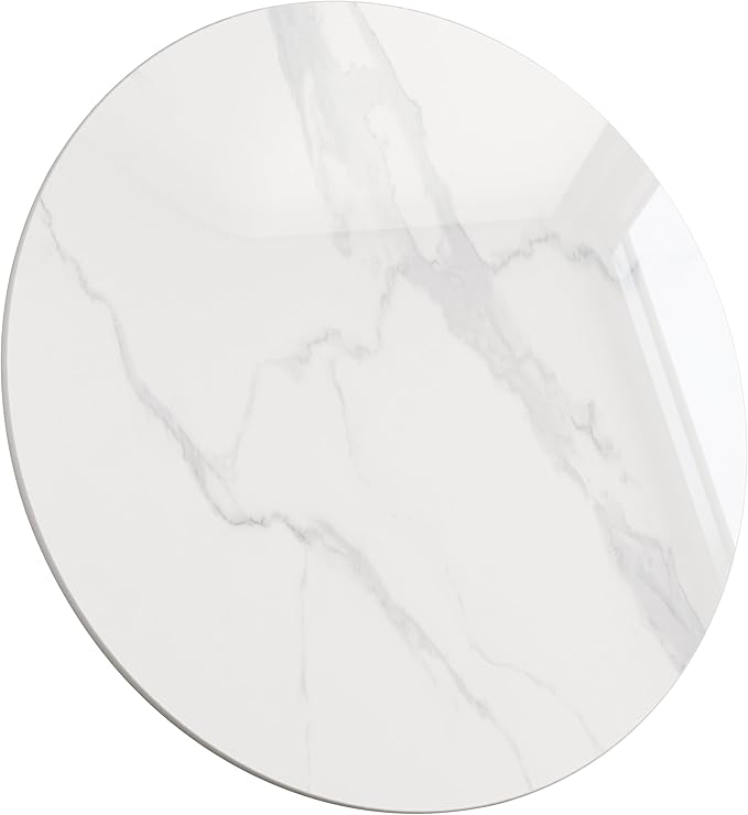 ZL ZELing Round Sintered Stone Table Top 23.6",Replacement Table Top for Indoor & Outdoor - Heat/Scratch Resistant Waterproof Ceramic DIY Desktop,Patio/Balcony/Bistro/Café & Dining Room (White)