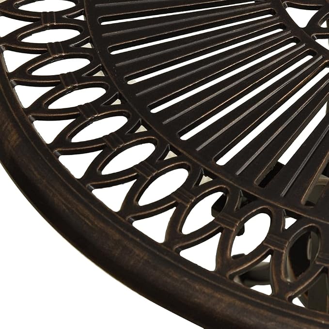 Bronze Cast Aluminum Round Patio Table 24.4x25.6in Small Outdoor Dining Side Furniture for Garden Balcony Camping Deck
