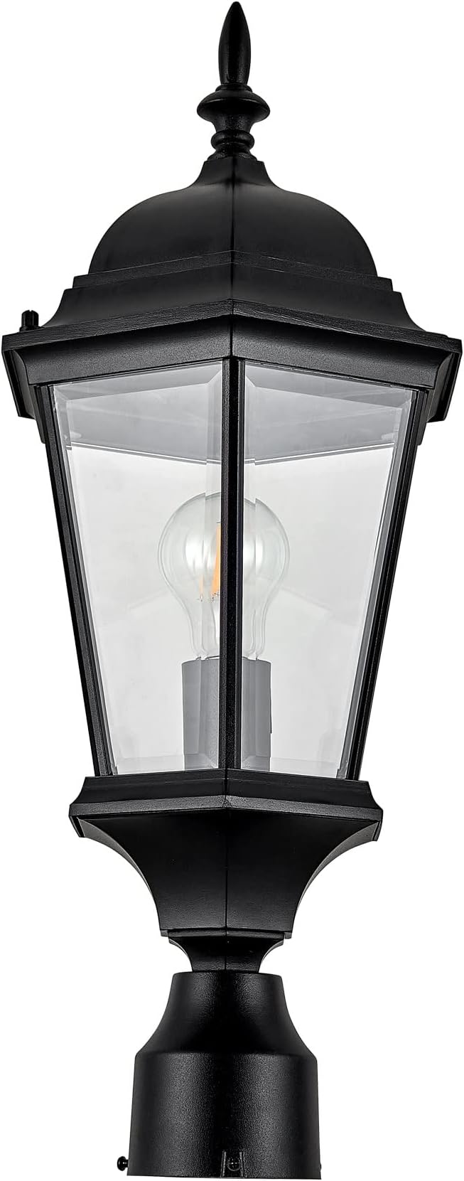 Design House Oak Creek Outdoor Light and Pier Base Bundle – Traditional Clear Glass – for Driveways, Yards, Patios and Porches, Textured Black, 589861 | Post Mount, Traditional, Steel, 2-Piece, Lighting, 589861