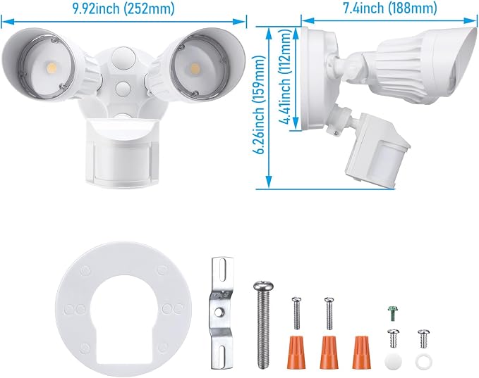 LEONLITE Motion Sensor Security Lights Dusk to Dawn IP65 5000K White | COB LED Motion Detector Flood Light Outdoor, 100-277V, ETL Listed, Adjustable Heads, Aluminum, Waterproof, Daylight