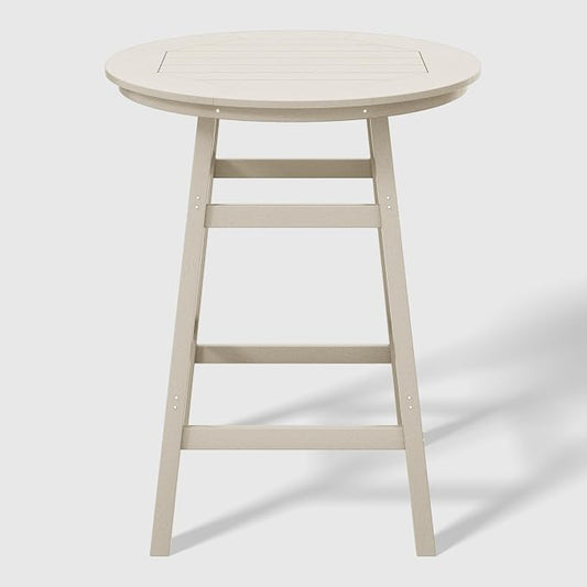 WestinTrends Malibu Outdoor 35" HDPE Round Patio Bar Height Table, Sand