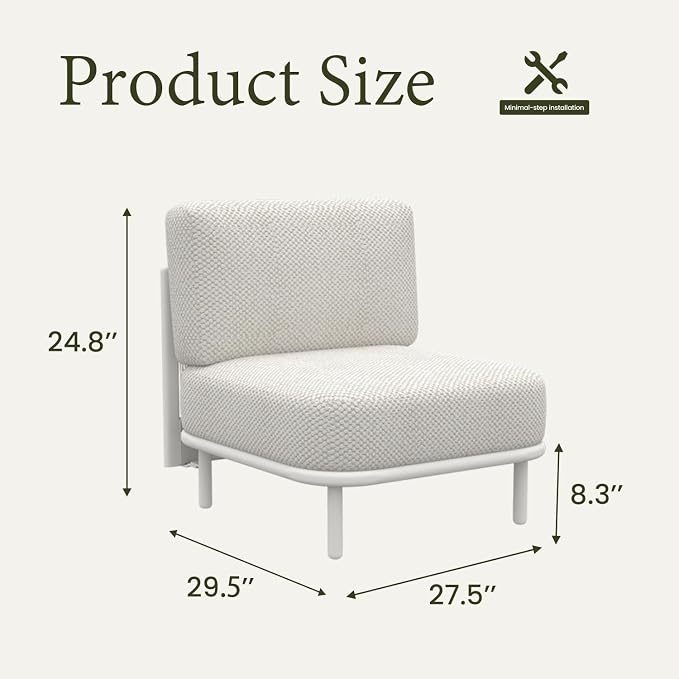 LayinSun 2 Pieces Patio Furniture Set, Modern Outdoor Modular Sectional Conversation Set L-Shaped Sofa with 7-inch Cushion for Garden Backyard Deck